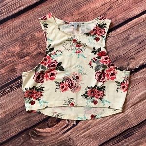 White Floral crop top